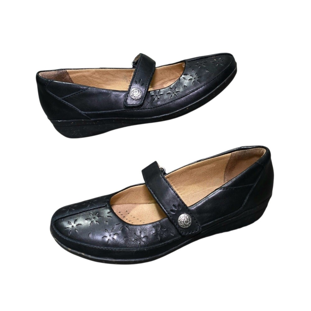 Clarks Mary Jane Shoes Everlay Bai Womens Size 8.5M Black Leather